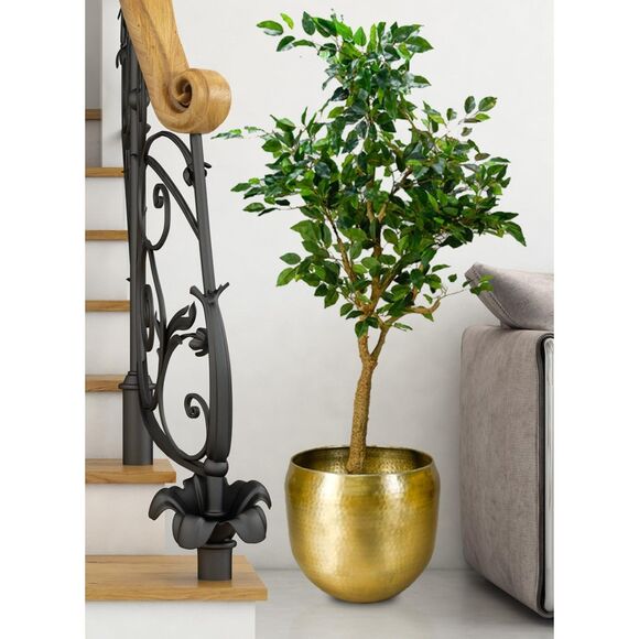 15.5" Diameter 13" Tall Serene Spaces Living Large Brass-Look Aluminum Cachepot - Picture 4 of 5